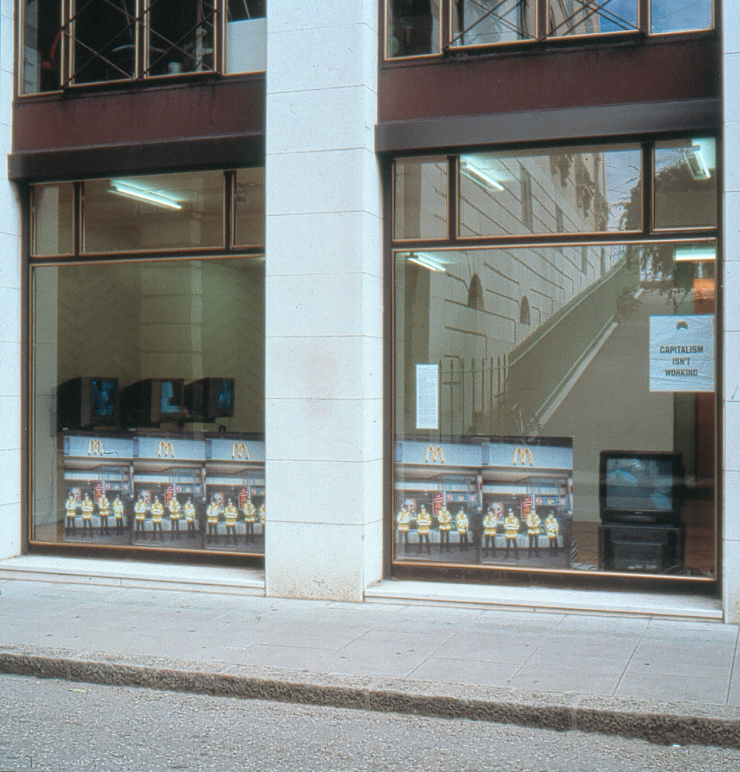 View of the exhibition <em>Social Hackers</em>, Centre d'édition contemporaine, Genève, 2001.