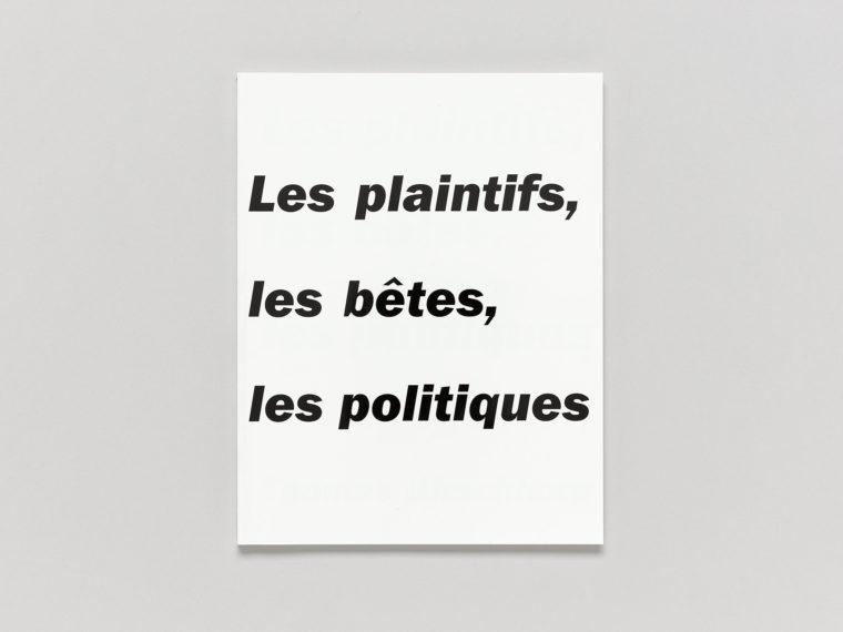 Thomas Hirschhorn, Les plaintifs, les bêtes, les politiques, Original edition by Centre genevois de gravure contemporaine/Centre d’édition contemporaine (CEC), Geneva, 1995 and edition of the facsimile, ed. Galerie Chantal Crousel, Paris, 2017. © Sandra Pointet