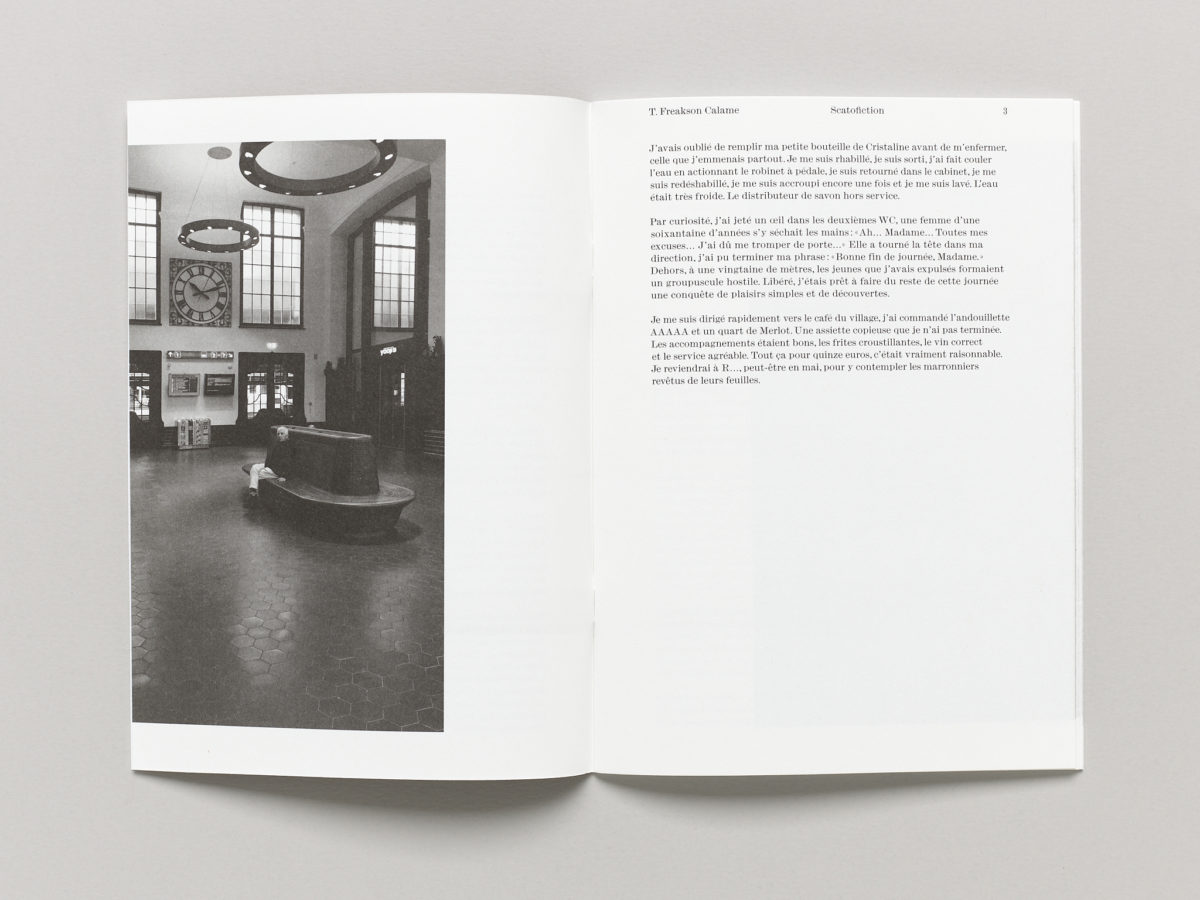 T. Freakson Calame, SCATOFICTION, Before publication 13, éd. du CEC, Genève, 2025 © Sandra Pointet