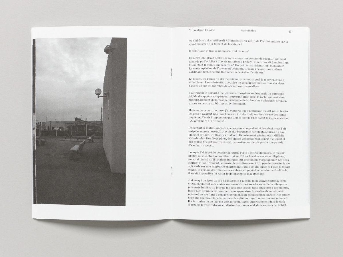T. Freakson Calame, SCATOFICTION, Before publication 13, éd. du CEC, Genève, 2025 © Sandra Pointet